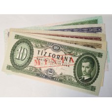 HUNGARY 1965 - 1992 . TEN 10 - ONE THOUSAND 1,000 FORINT BANKNOTES . SPECIMEN